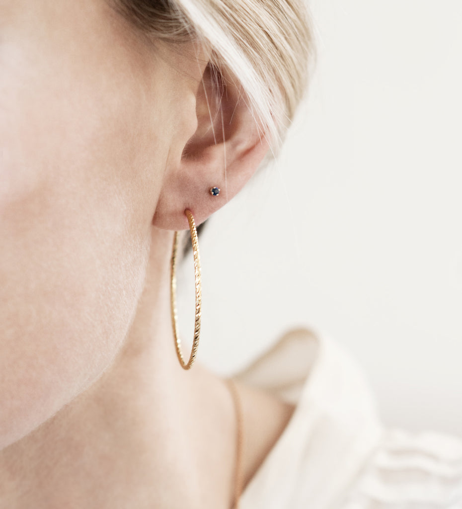 Sparkling Large Hoop Earrings - Rose Gold