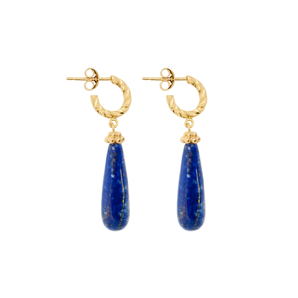 Drops of Courage Lapis Lazuli Earrings - Gold