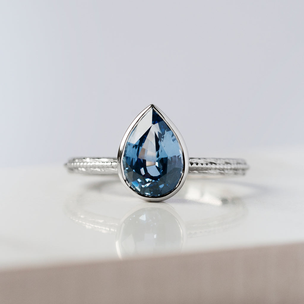 Harmony Engagement Ring - Blue Grey Sapphire