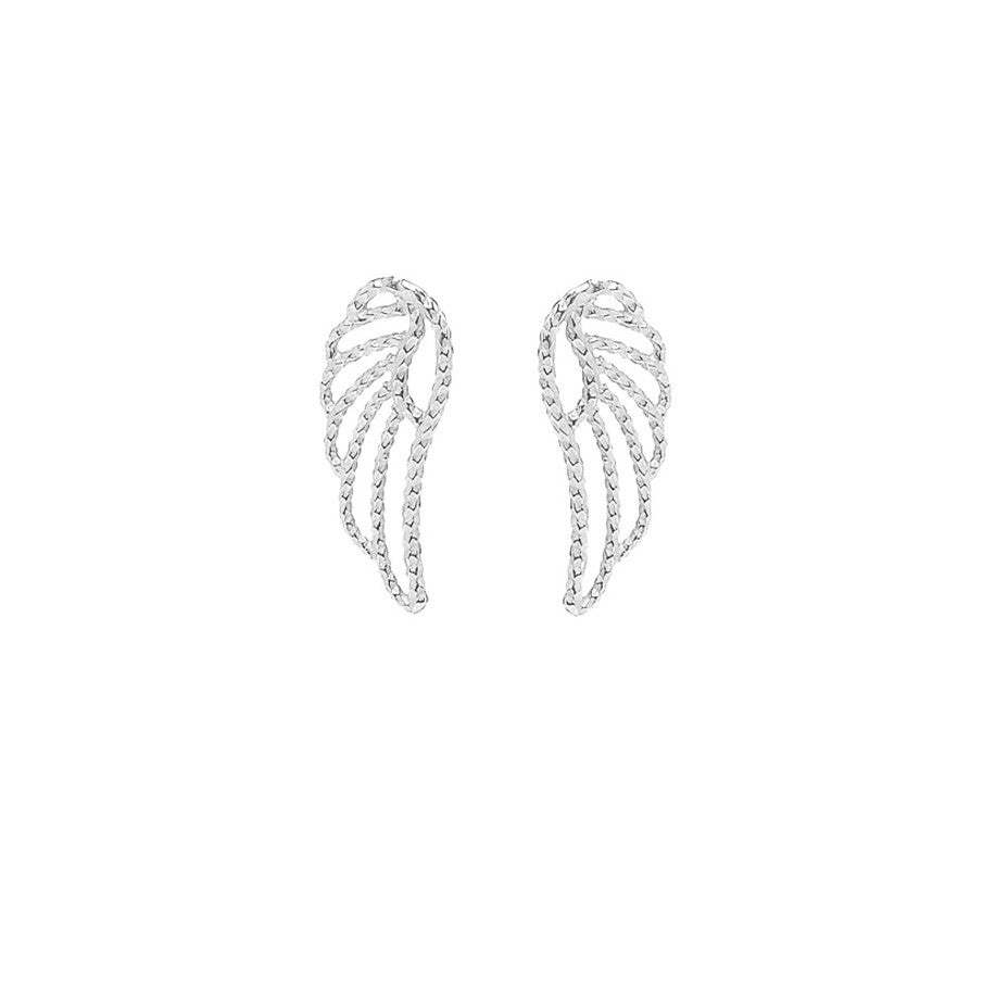 Angel Wing Stud earrings in silver.
