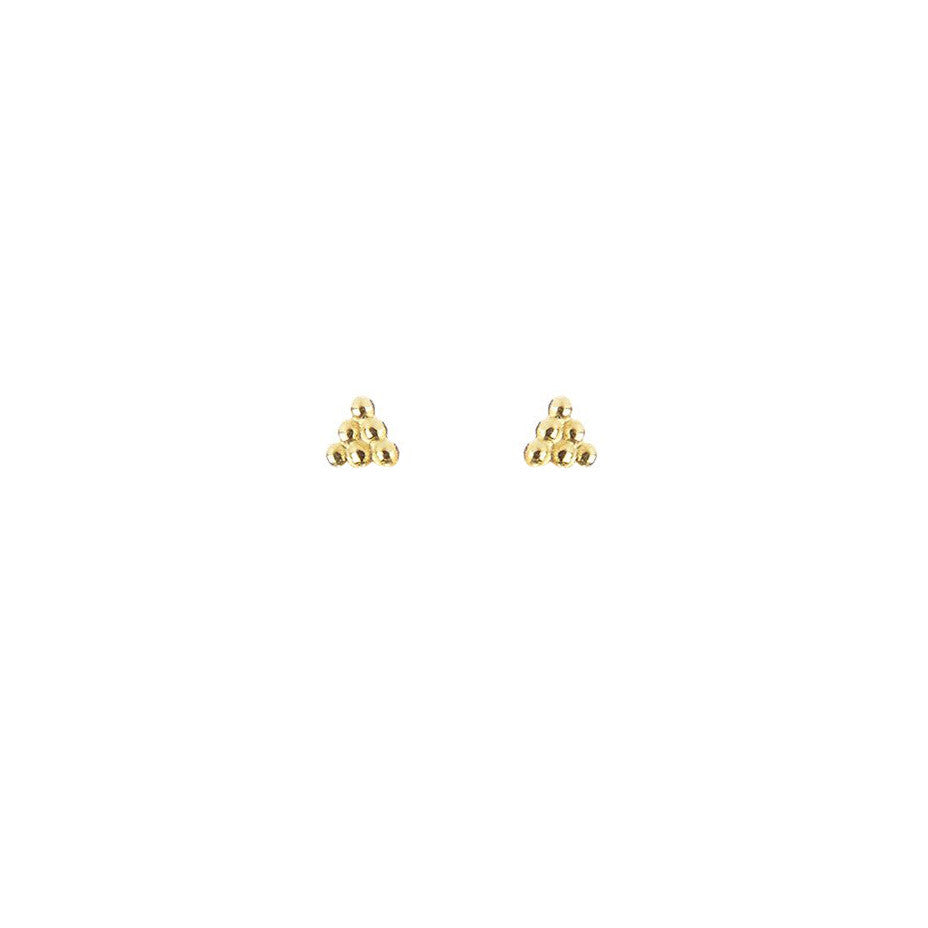 Beaded Triangle Stud Earrings - Gold