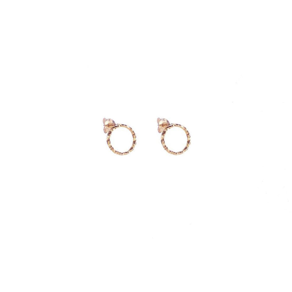 Protective Circle Stud Earrings - Rose Gold
