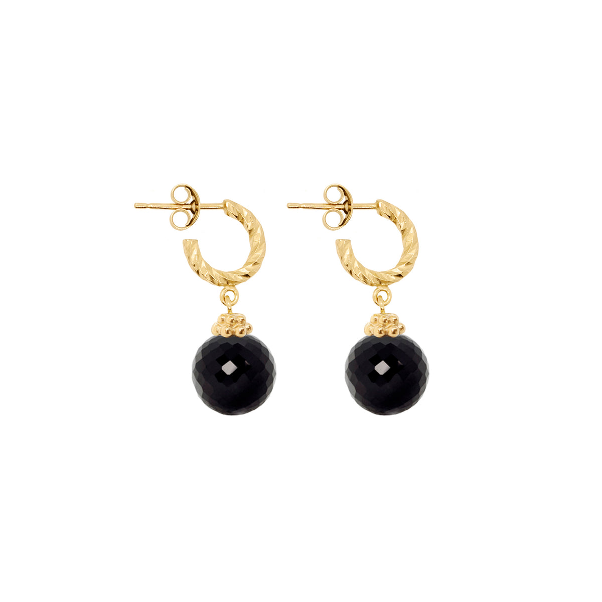 Black Spinel Disco Ball Earrings Gold Phoebe Coleman