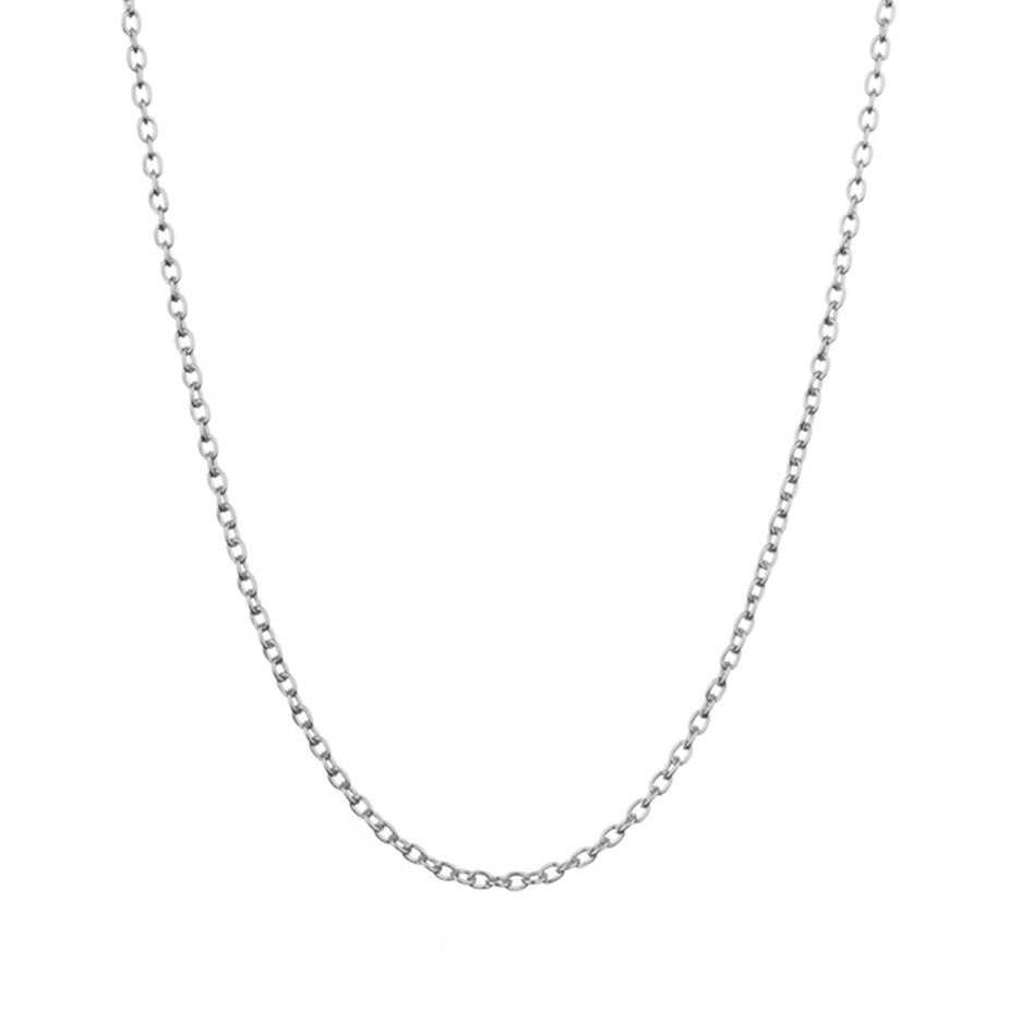 The Eternal Rolo Chain in silver, made from a weightier chain with oval links.