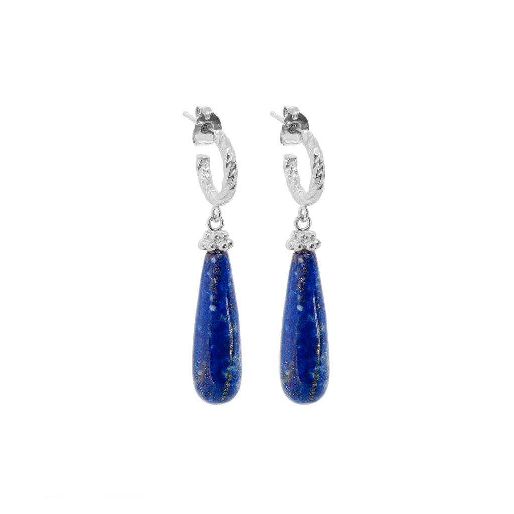 Drops of Courage Lapis Lazuli Earrings - Silver