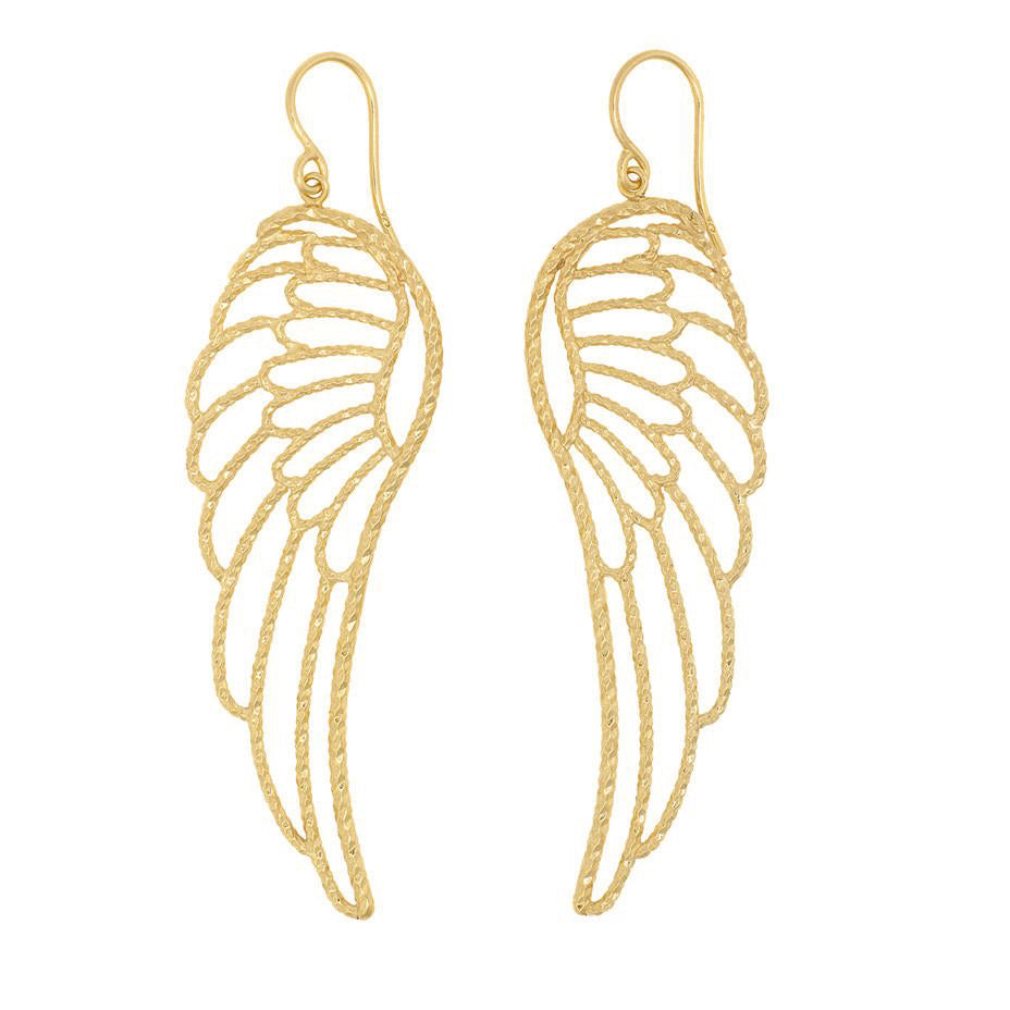 Large Angel Wing Earrings - Gold