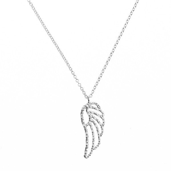Mini Angel Wing necklace in silver, made from our signature sparkling diamond cut wire.