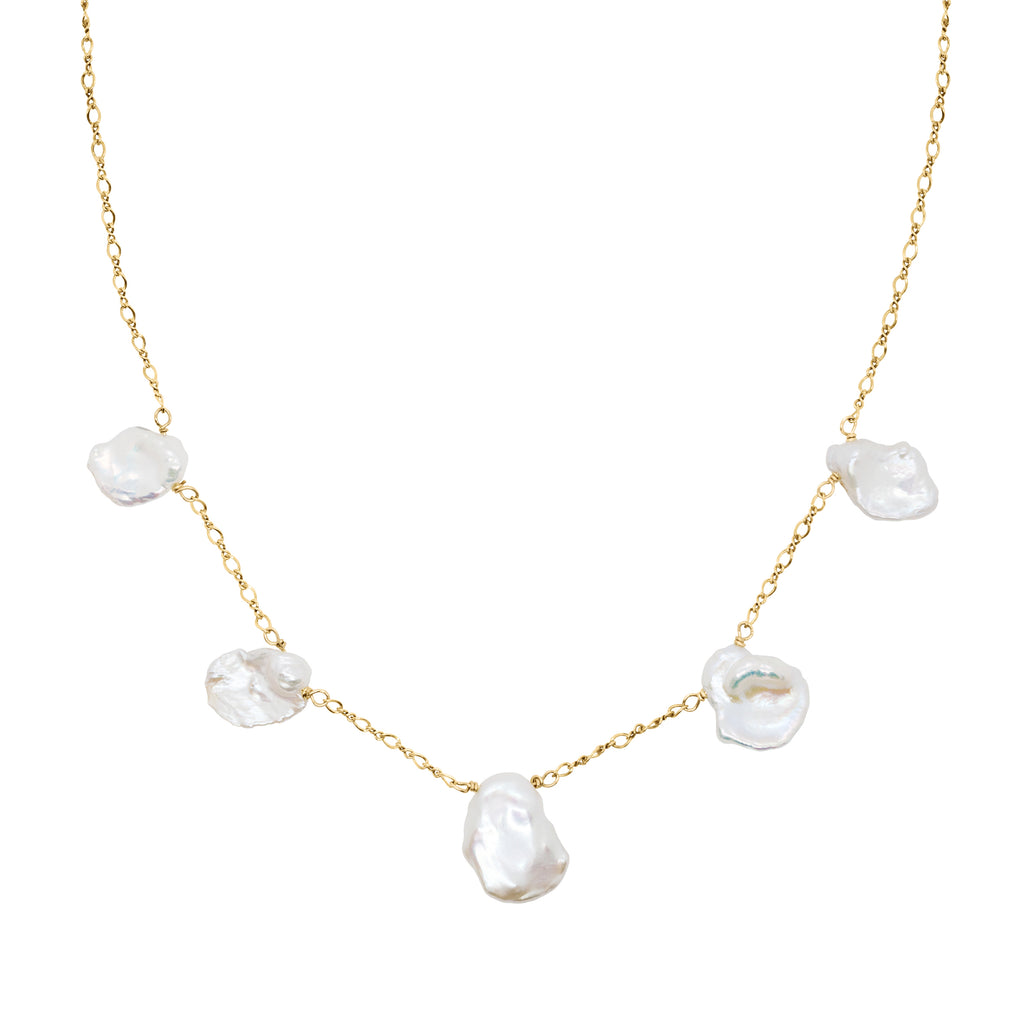 Moon Nuggets Fresh Water Pearl Necklace - Gold