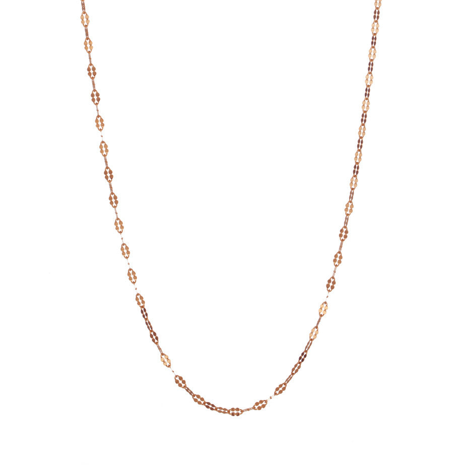 Petal Chain in rose gold, fashioned from simple oval links which have been hammered to make a beautiful feminine shape.