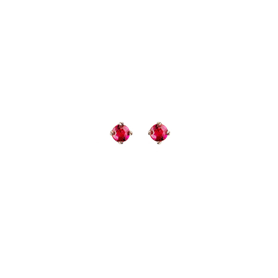 Rose Red Ruby Micro Stud Earring - 9ct gold
