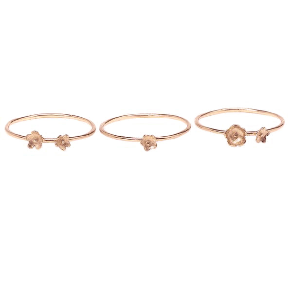 Summer Breeze Flower Stacking Rings - Rose Gold