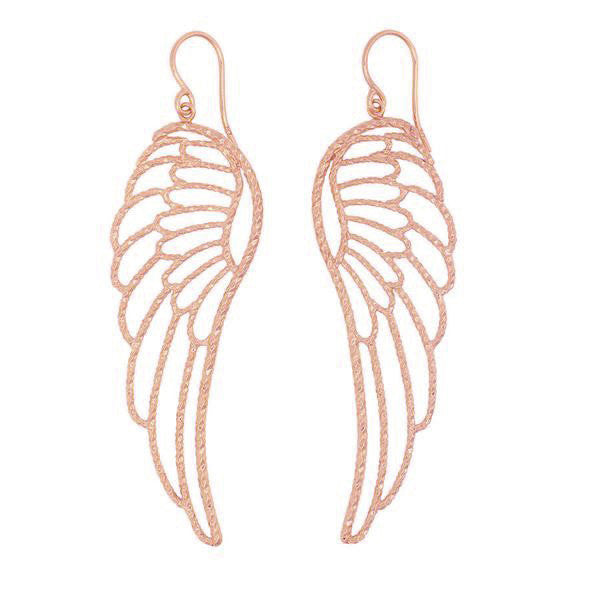 Large Angel Wing Earrings - Rose Gold