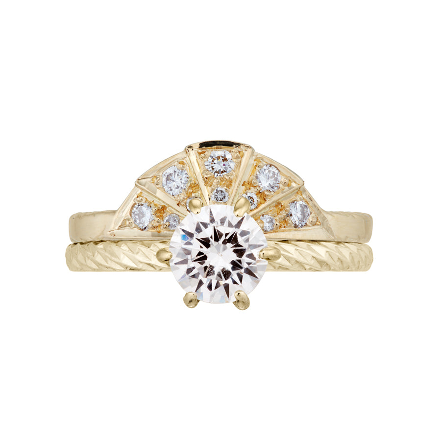 Diamond Sunbeam Ring and Rays of Light Engagement Ring