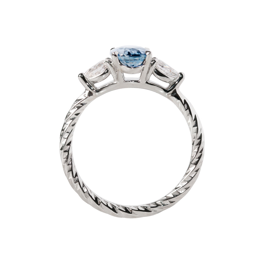 Sapphire & Diamond Trilogy Engagement Ring