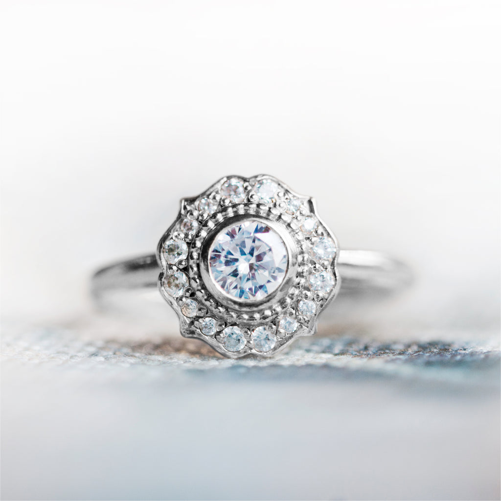 Paradise Diamond Halo Engagement Ring