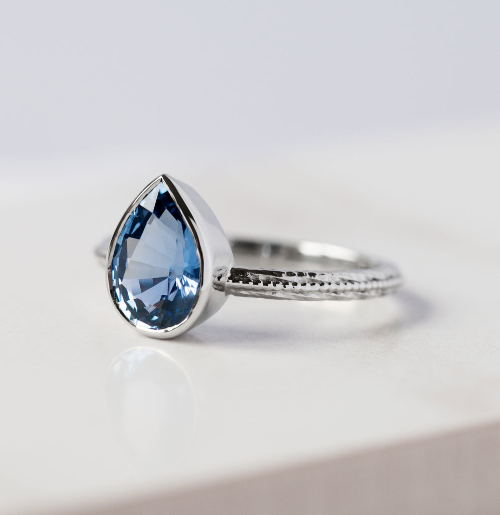 Harmony Engagement Ring - Blue Grey Sapphire