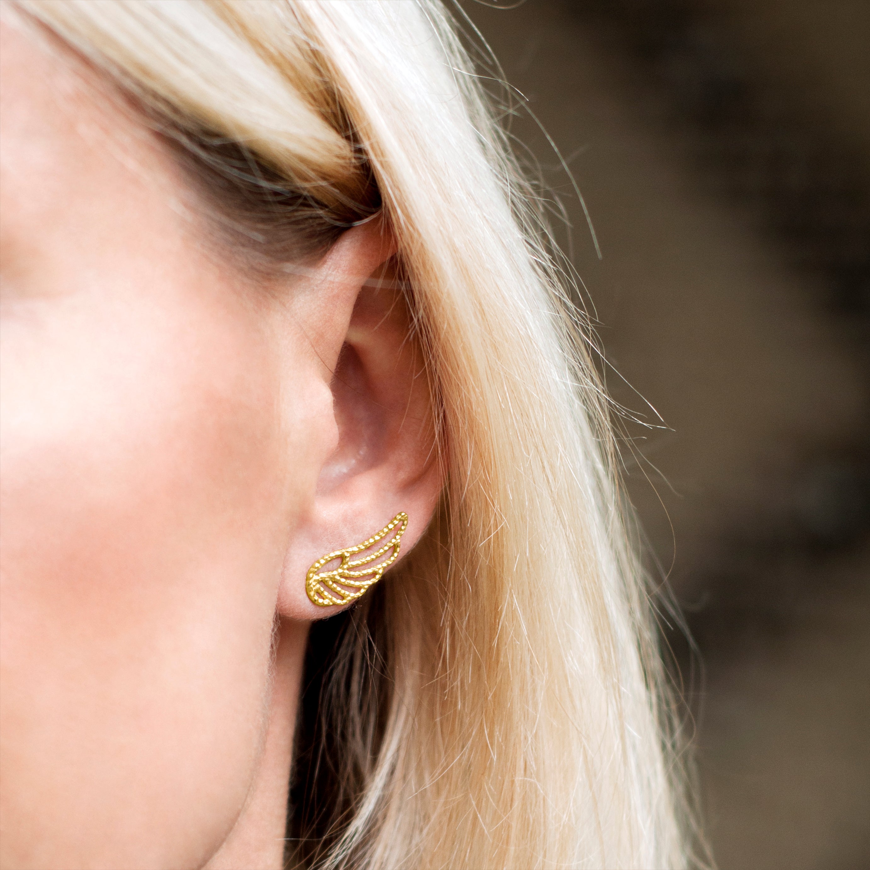 Angel Wing Stud Earrings Gold Phoebe Coleman - Main Image
