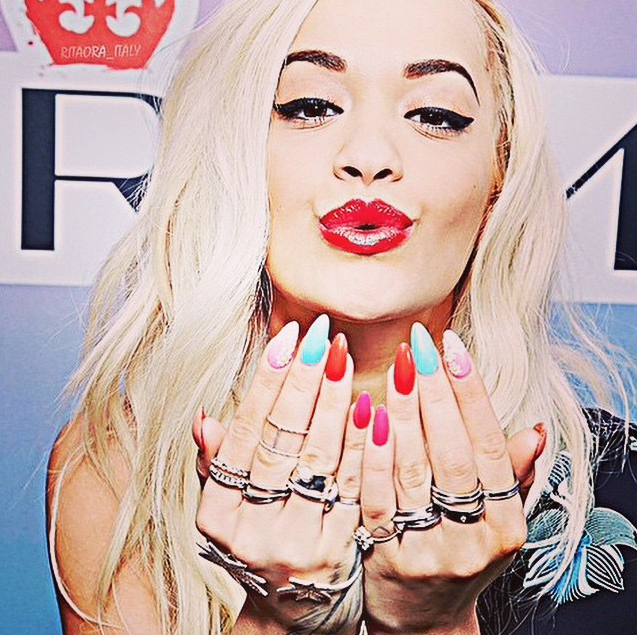 Rita Ora wears the Double Protective Circle ring in silver.