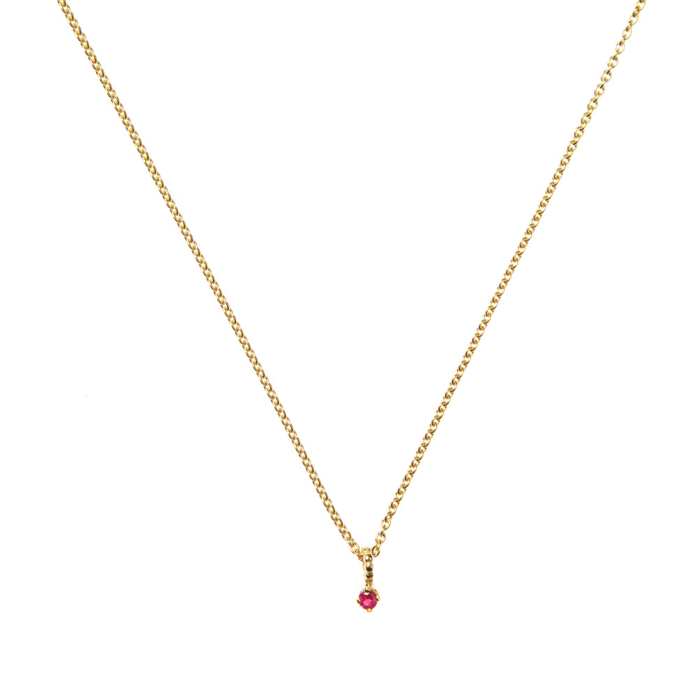 Ruby Pendant Necklace - Gold