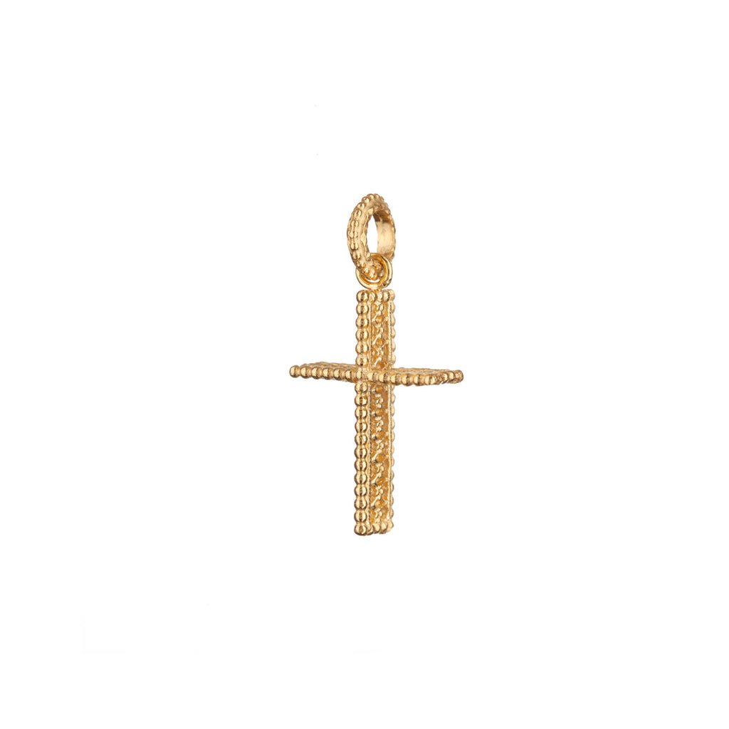 Ancient Lace Cross Charm - Gold