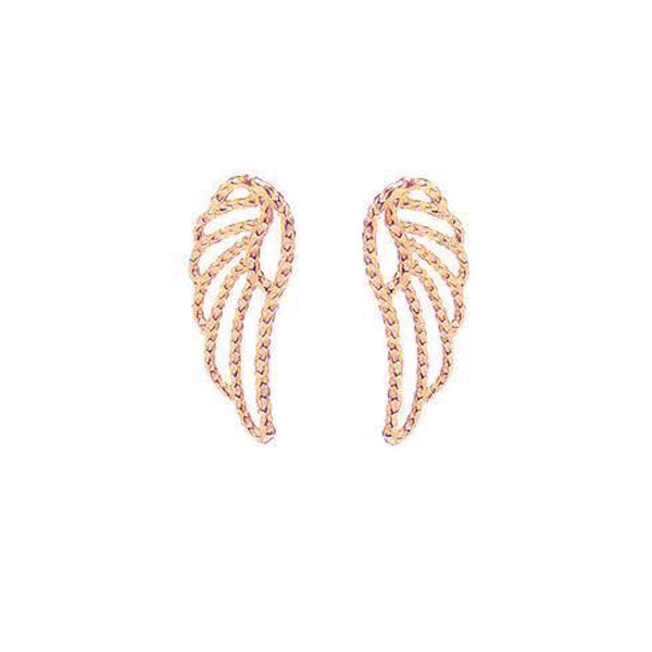 Angel Wing Stud Earrings - Rose Gold