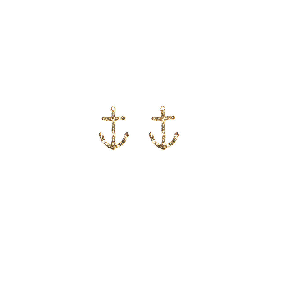 Anchors Away Stud earrings in gold. 