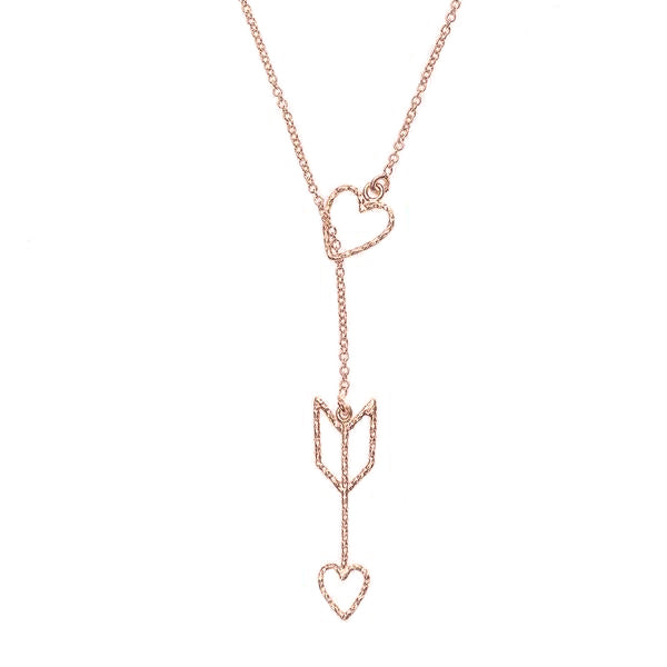 Arrow of Love Lariat Necklace - Rose Gold