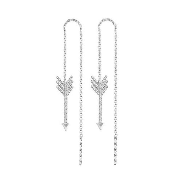 Arrow Thread Through Earrings - Silver