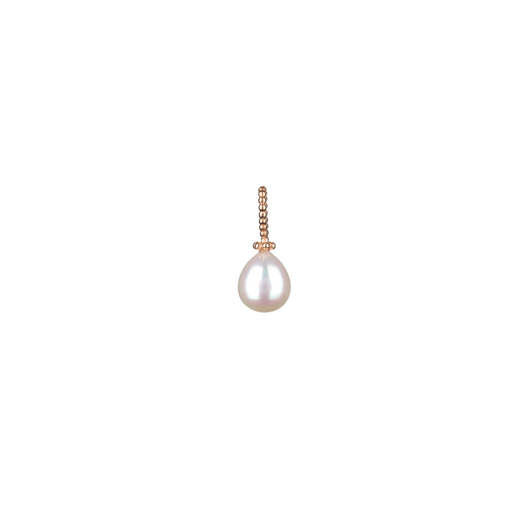 Pearls Of Wisdom charm in rose gold with a beaded bail.