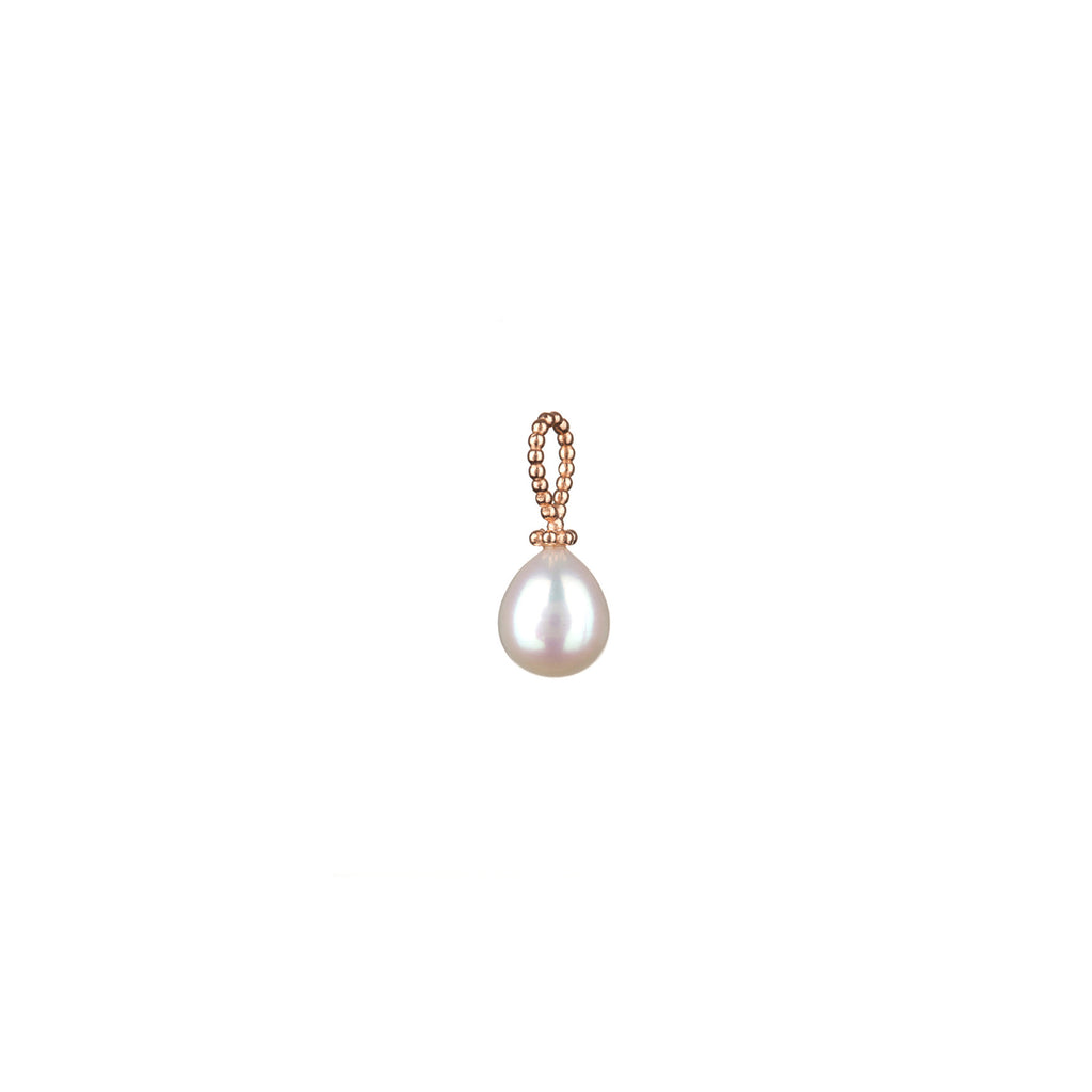 Pearls Of Wisdom charm in rose gold with a beaded bail.