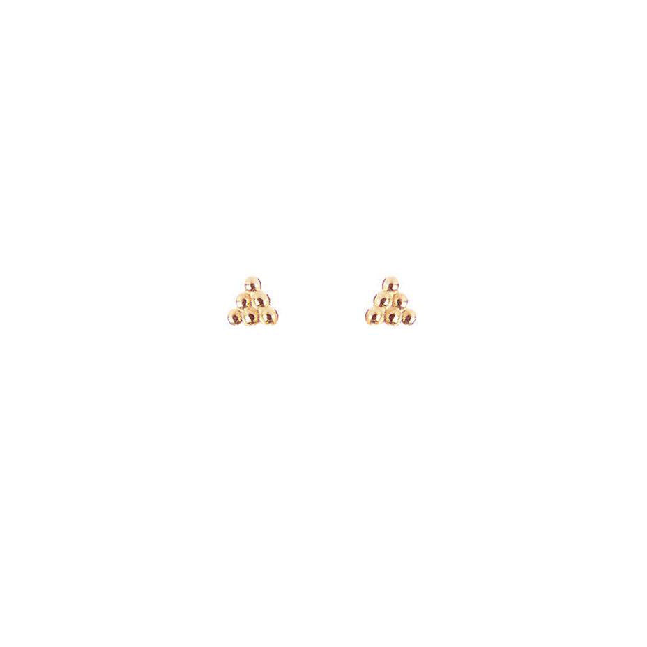 Beaded Triangle Stud Earrings - Rose Gold