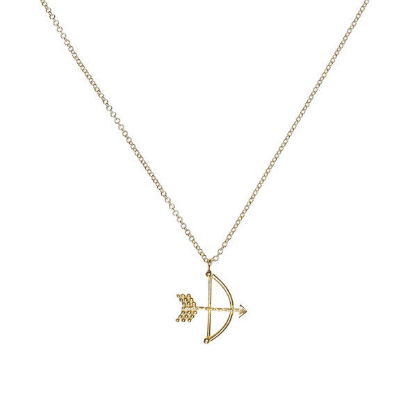 Bow and Arrow necklace in gold. 