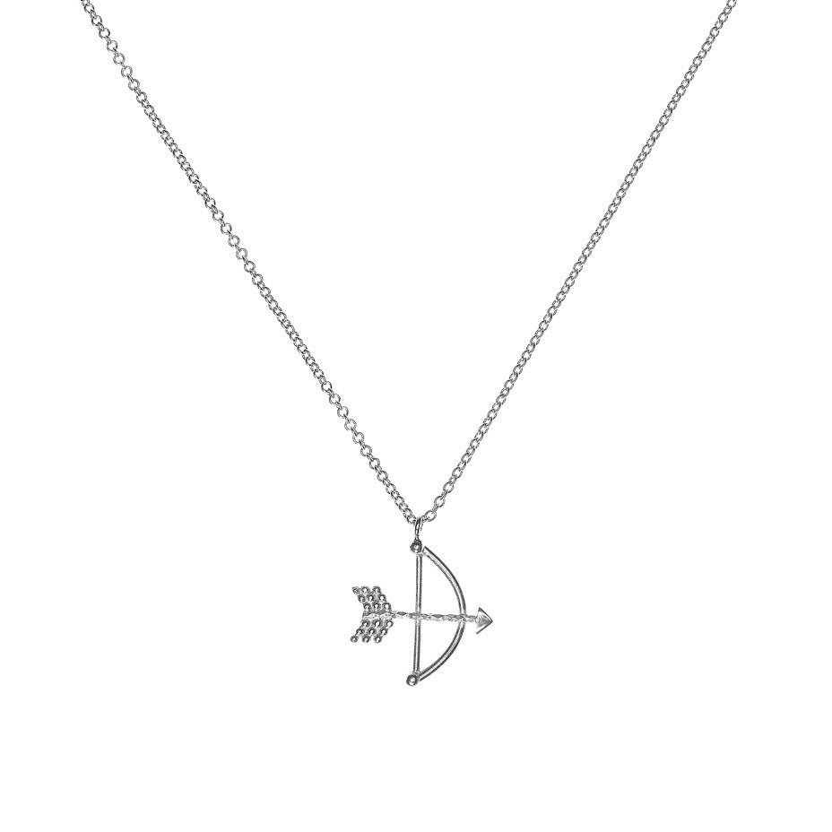 Bow and Arrow necklace in silver.