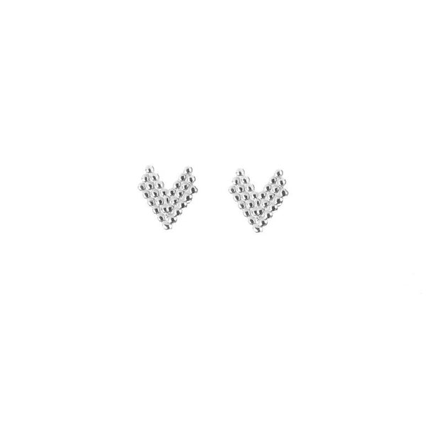 Brave Heart Stud Earrings - Silver