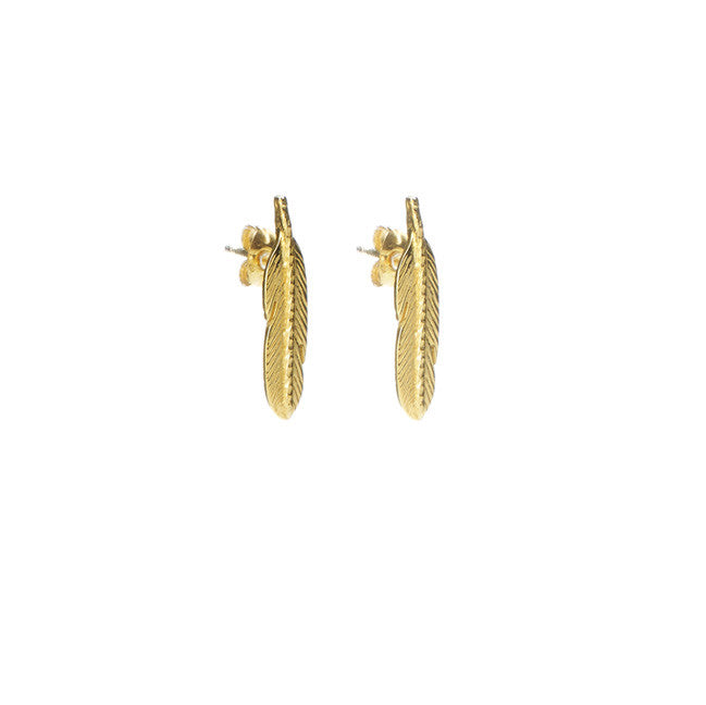 Take Flight Feather Stud earrings in gold.
