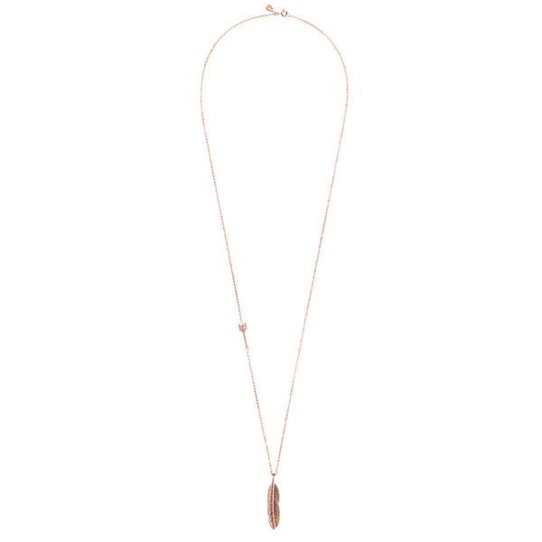 Sacred Feather and Arrow Necklace - Rose Gold