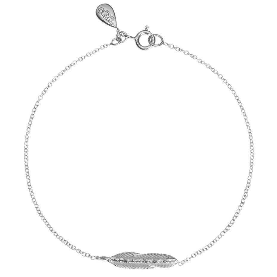 Take Flight Feather bracelet in silver.