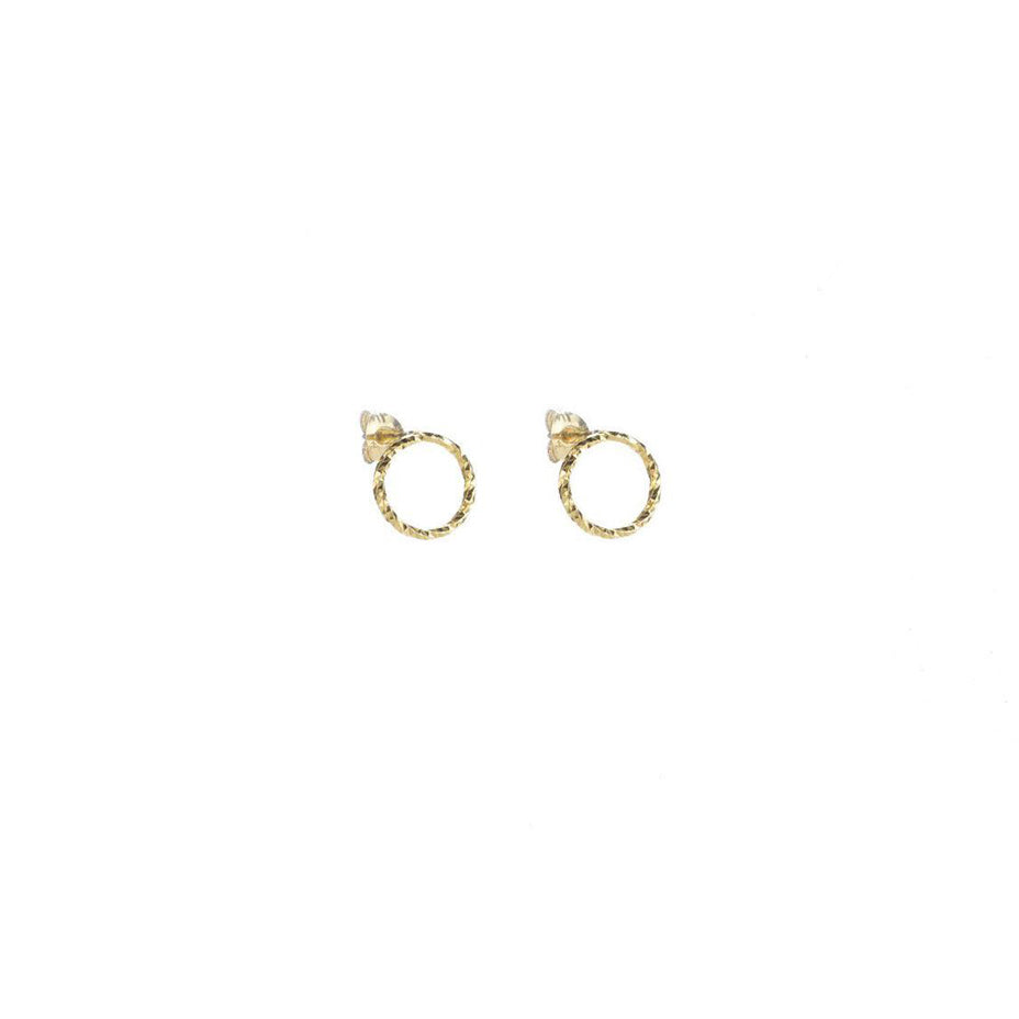 Protective Circle Stud Earrings - Gold