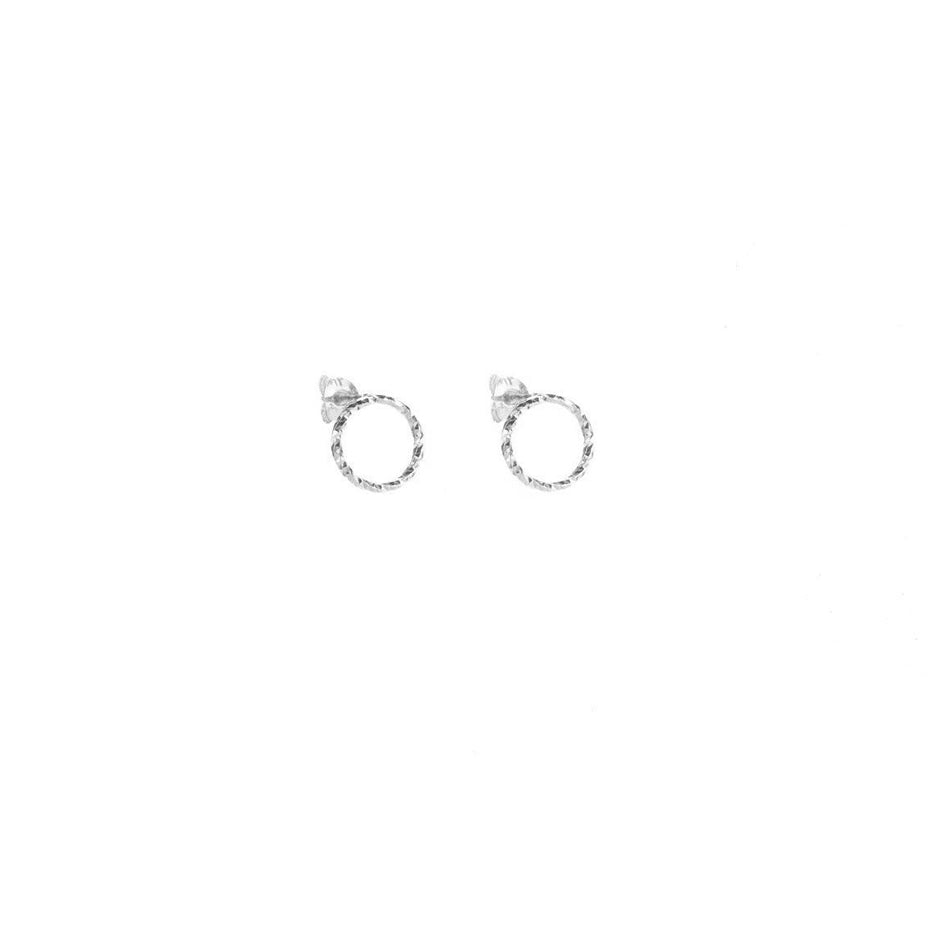 Protective Circle Stud Earrings - Silver