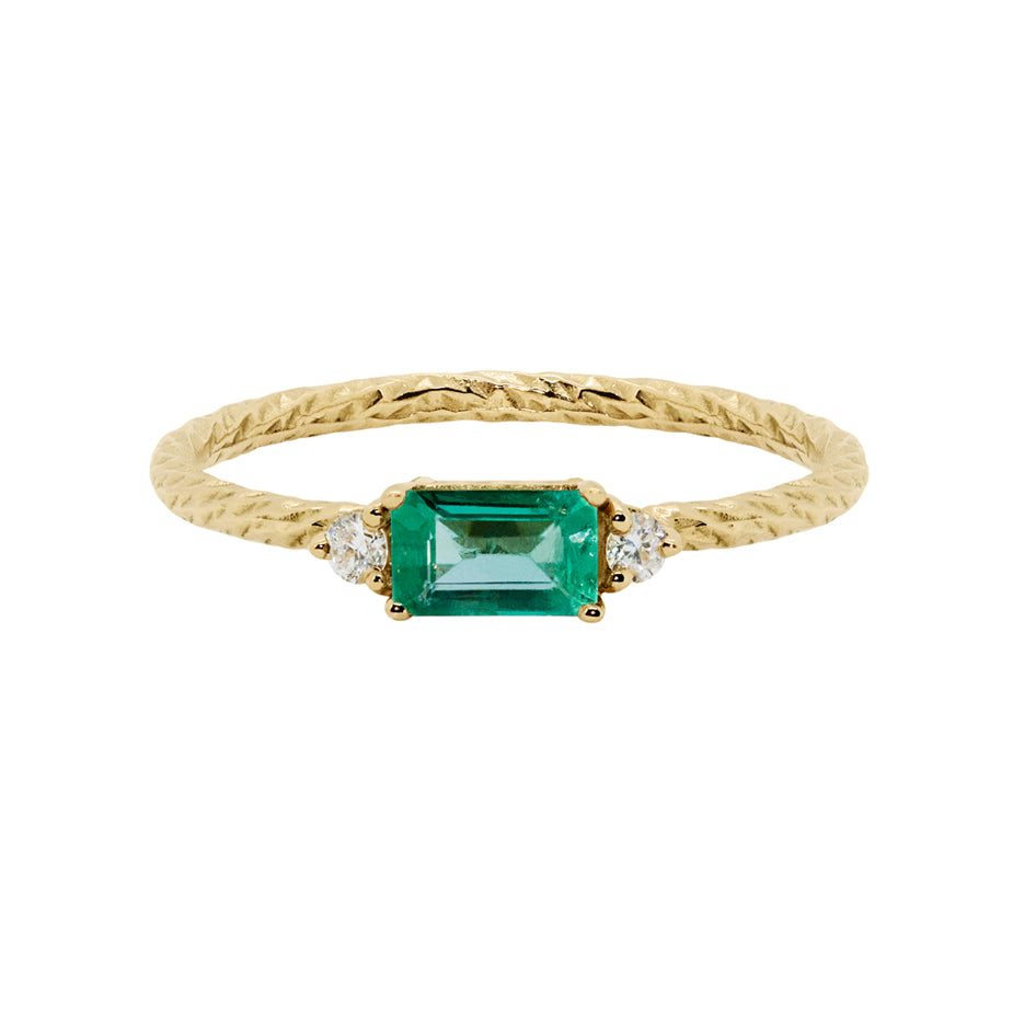 Emerald Diamond Birthstone Ring Gold Phoebe Coleman