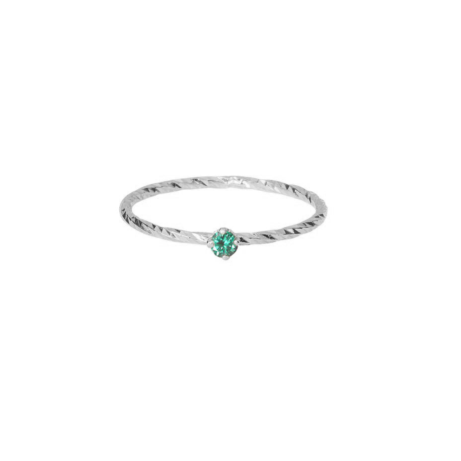 Emerald Stacking Ring - Silver