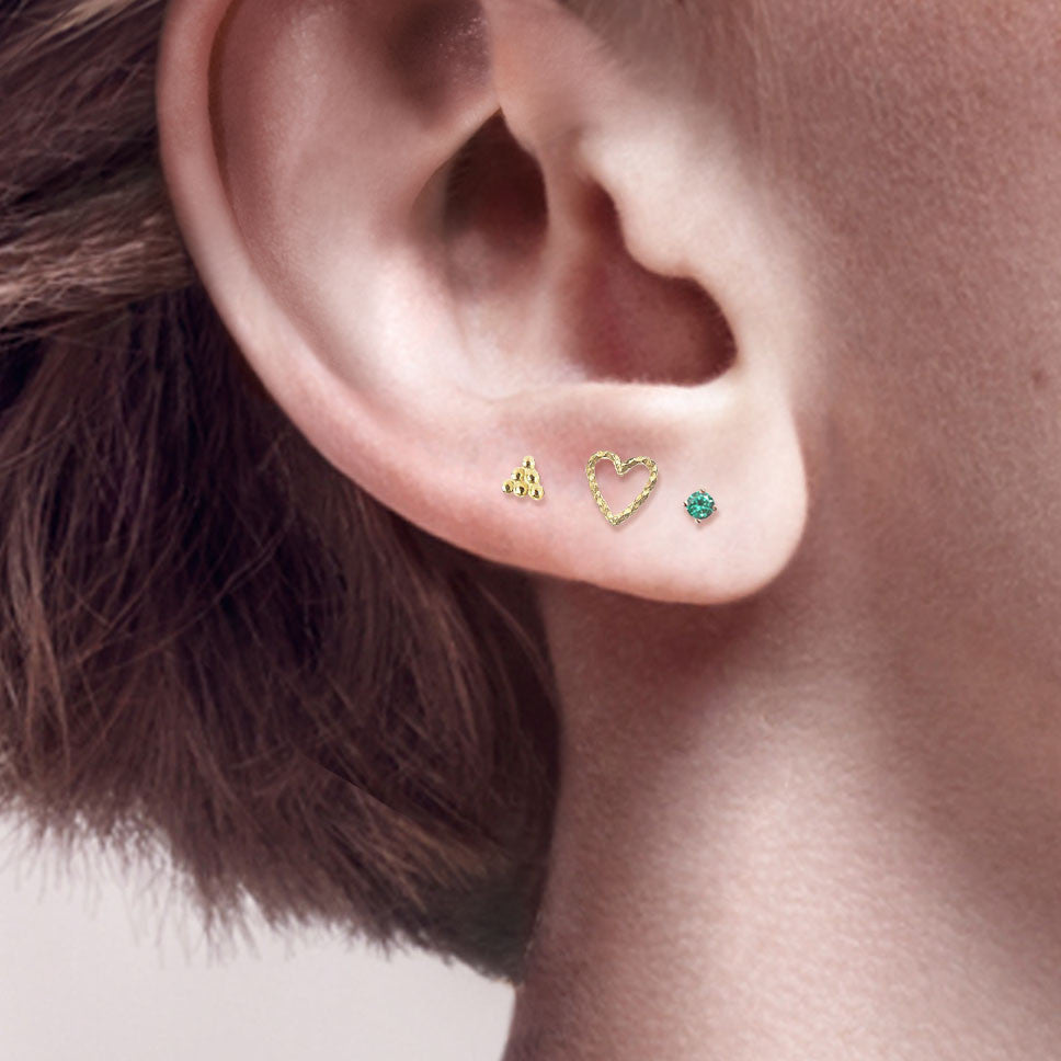 Emerald Micro Stud Earring - 9ct gold