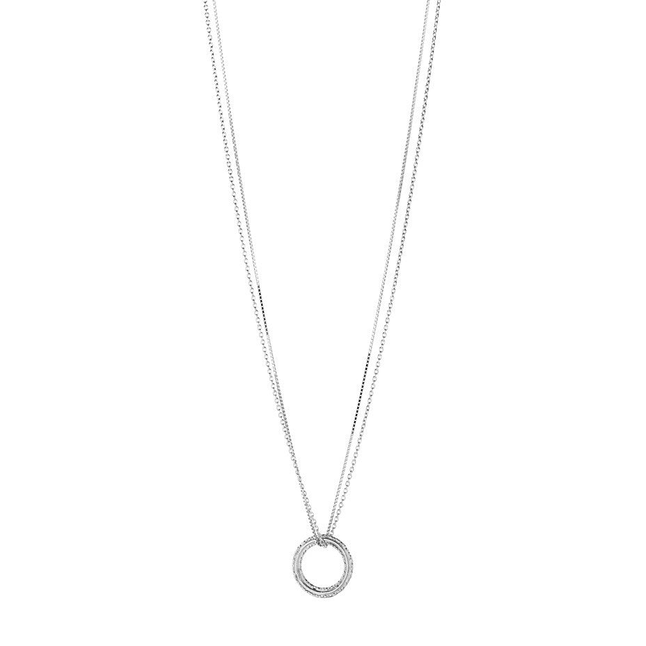 Eternal necklace in silver, featuring a double chain.