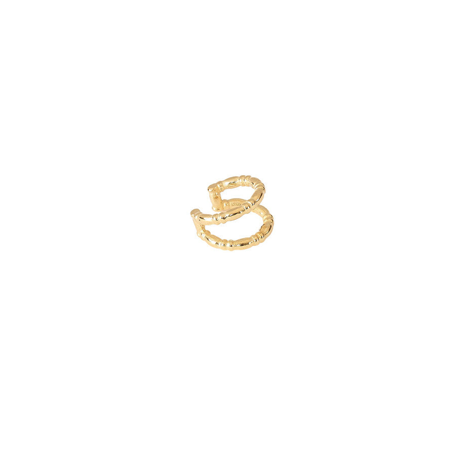Horseshoe Ear Cuff in gold, featuring a double banded ear cuff fashioned from our Equine wire.