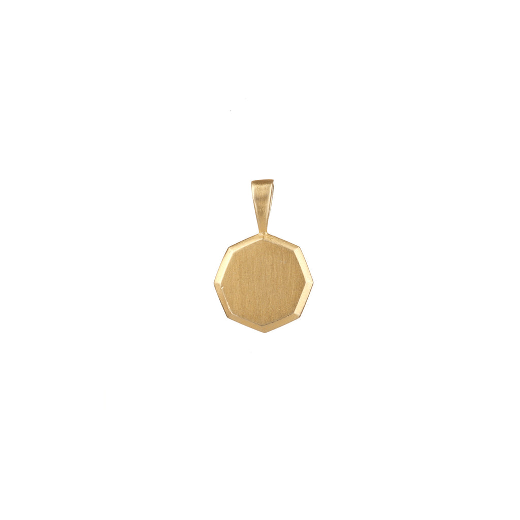 Infinity Octagon charm in matt brushed gold.
