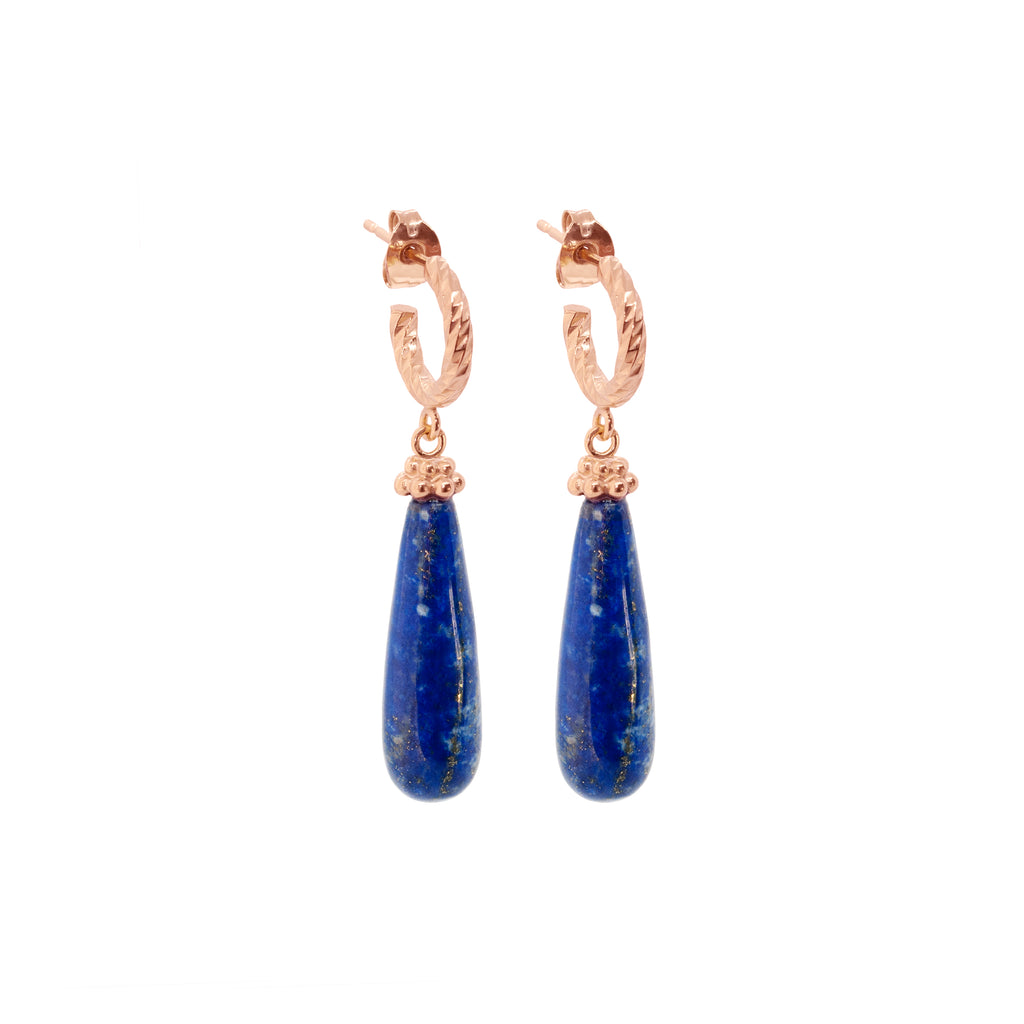 Drops of Courage Lapis Lazuli Earrings - Rose Gold