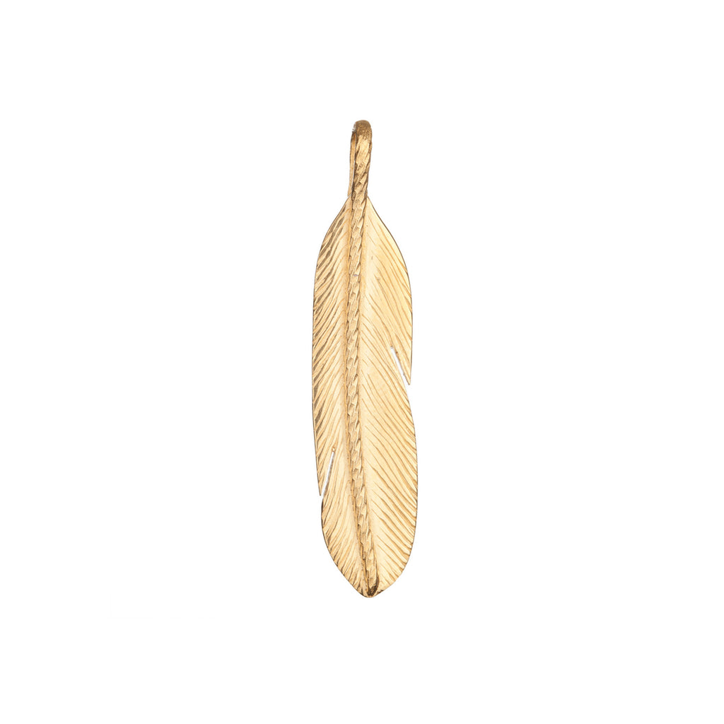 Sacred Large Feather charm in gold.