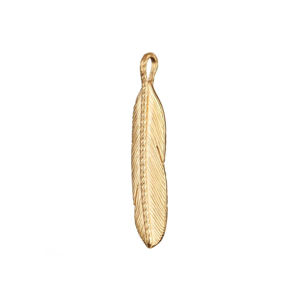 Sacred Large Feather charm in gold.