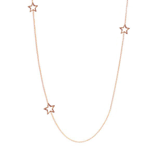 Estella Long Star Necklace - Rose Gold