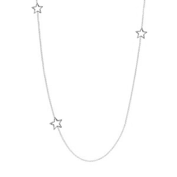 Estella Long Star Necklace - Silver